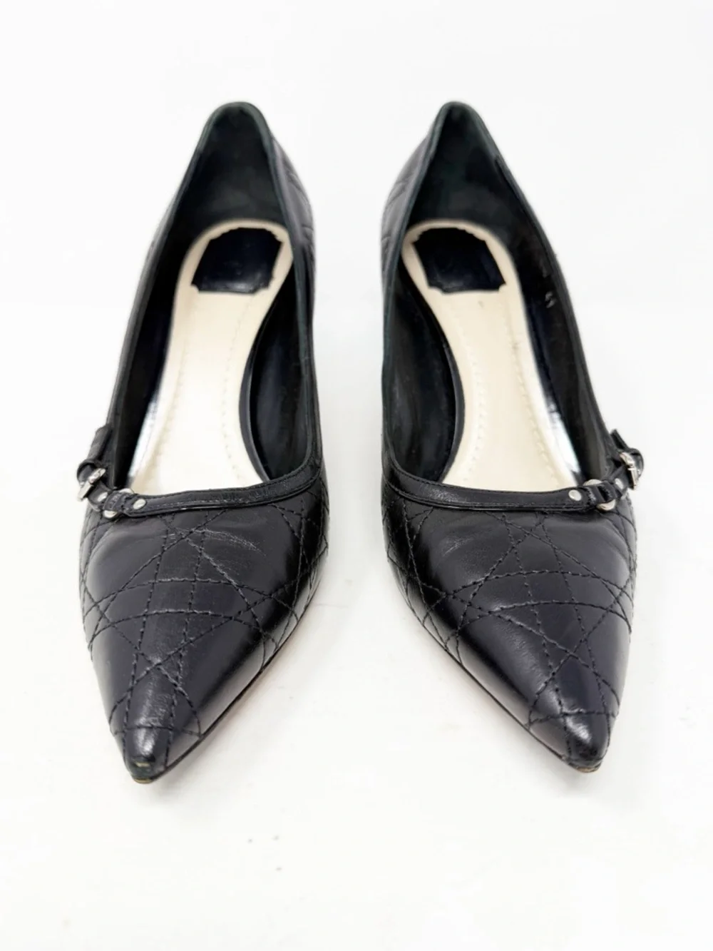 Dior Cannage Quilted Leather Pointed Toe Heels Womens Size EU 41